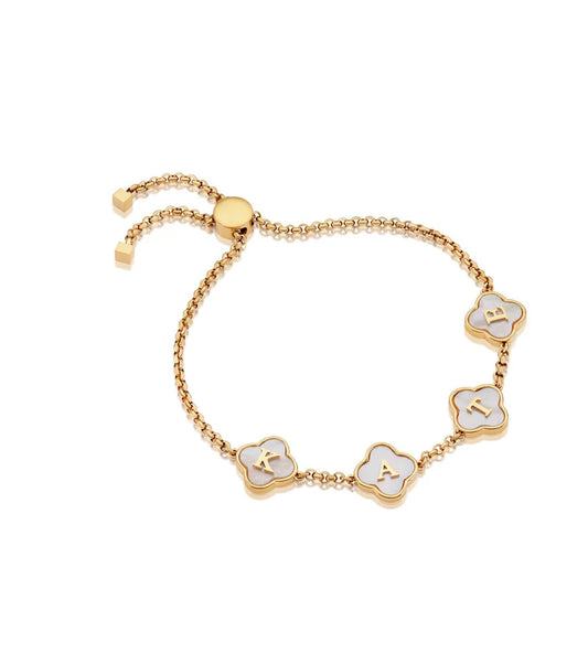5mm Moissanite Clover Custom Name Bracelet in Gold – VVS Diamond-Look Personalized Jewelry for Women in Yellow, Rose & White Gold
