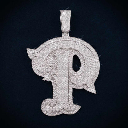 "Custom Moissanite Letter 'P' Pendant – Iced Out Diamond-Look Alphabet Necklace Jewelry"