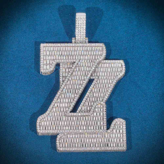 "ZZ" Custom Moissanite Pendant – Iced Out Diamond-Look Personalized Hip Hop Necklace Jewelry