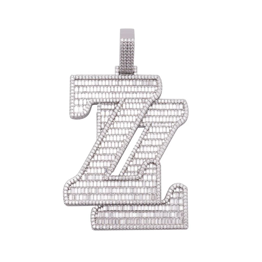 "ZZ" Custom Moissanite Pendant – Iced Out Diamond-Look Personalized Hip Hop Necklace Jewelry