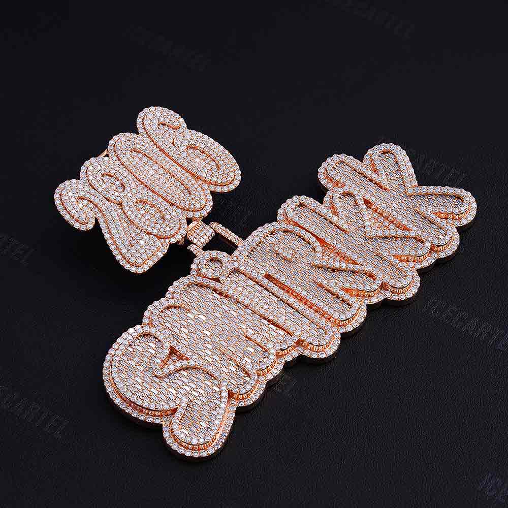 "SMIRKK" Custom Moissanite Pendant – Iced Out Diamond-Look Personalized Hip Hop Necklace Jewelry