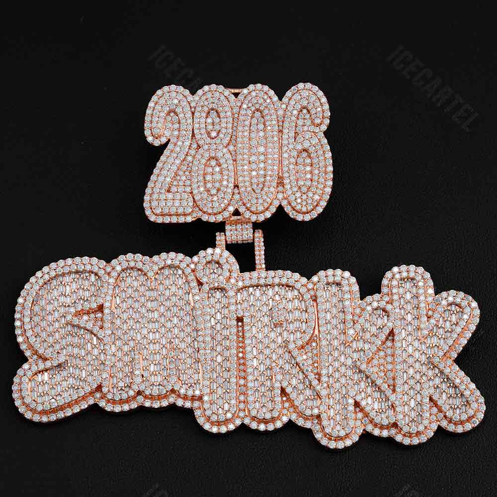 "SMIRKK" Custom Moissanite Pendant – Iced Out Diamond-Look Personalized Hip Hop Necklace Jewelry