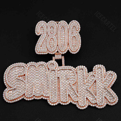 "SMIRKK" Custom Moissanite Pendant – Iced Out Diamond-Look Personalized Hip Hop Necklace Jewelry