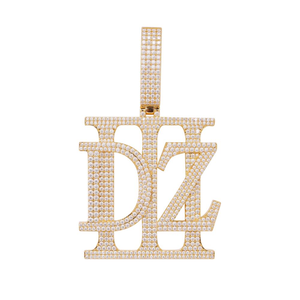 DZ” Custom Moissanite Pendant – Iced Out Diamond-Look Personalized Hip Hop Necklace Jewelry for Men & Women