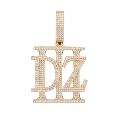 DZ” Custom Moissanite Pendant – Iced Out Diamond-Look Personalized Hip Hop Necklace Jewelry for Men & Women