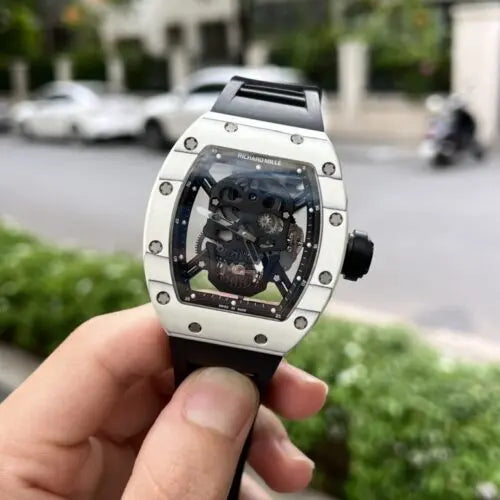 "Richa Mille RM052 Tourbillon Skull 43mm Carbon Case Men’s Watch – Swiss ETA Manual Movement Super Clone Luxury Replica"