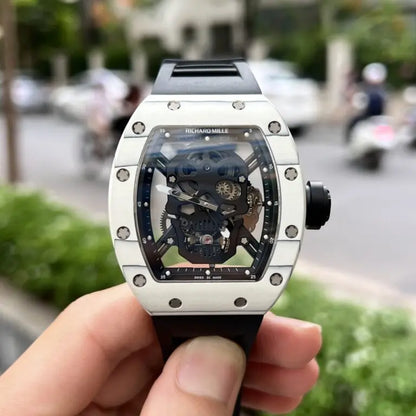 "Richa Mille RM052 Tourbillon Skull 43mm Carbon Case Men’s Watch – Swiss ETA Manual Movement Super Clone Luxury Replica"