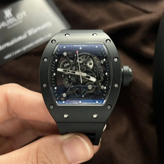 "Richa Mille RM055 Black Ceramic 50mm Watch on Rubber Strap – Swiss ETA Automatic Movement BBR Factory 1:1 Super Clone Replica"