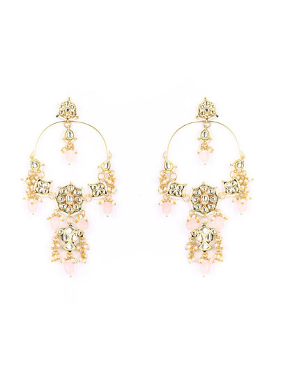 "Artificial Nazm Pearls Beads Kundan Gold Plated Drop Earrings for Women | Traditional Ethnic Jewelry"