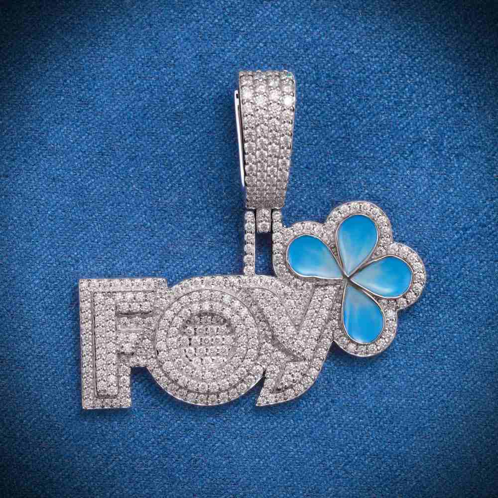 “FOY” Custom Moissanite Pendant – Iced Out Diamond-Look Personalized Hip Hop Necklace Jewelry for Men & Women