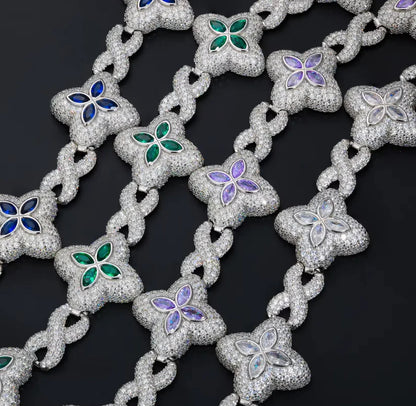 5 MM Moissanite Clover Cluster Bracelet – VVS Diamond-Look Elegant Charm Jewelry in 925 Silver, Yellow, Rose & White Gold Finishes