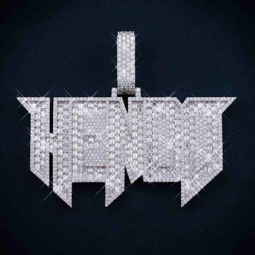 "HENDO" Custom Moissanite Pendant – Iced Out Diamond-Look Personalized Hip Hop Necklace Jewelry