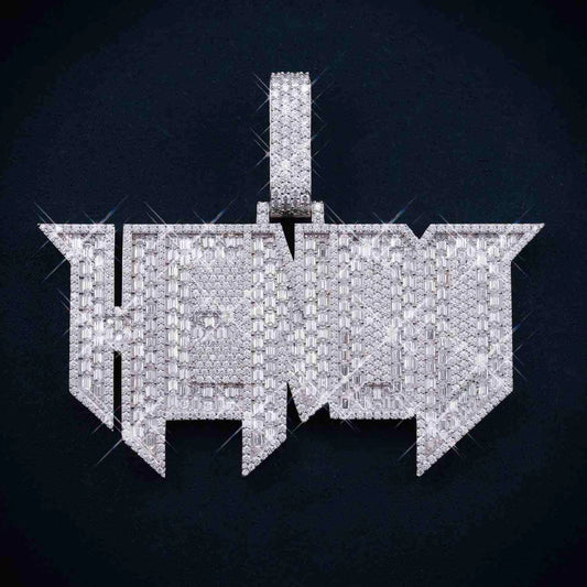 "HENDO" Custom Moissanite Pendant – Iced Out Diamond-Look Personalized Hip Hop Necklace Jewelry
