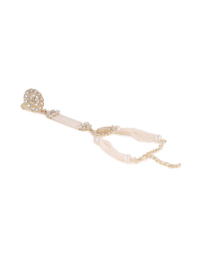 "Artificial Priyaasi Pearl and Kundan Combo Hathphool for Women | Traditional Ethnic Hand Jewelry"