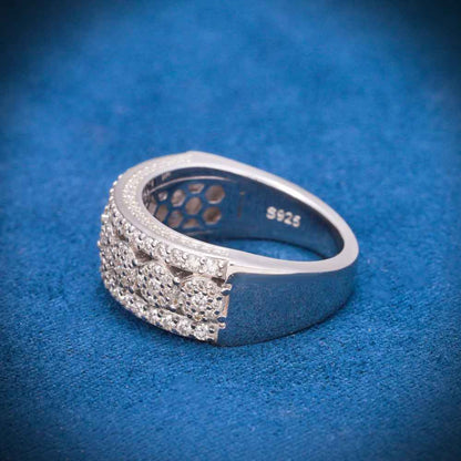 "Halo Cluster Channel Set Moissanite Ring – Iced Out VVS D-Color 925 Sterling Silver Engagement & Statement Ring for Wom