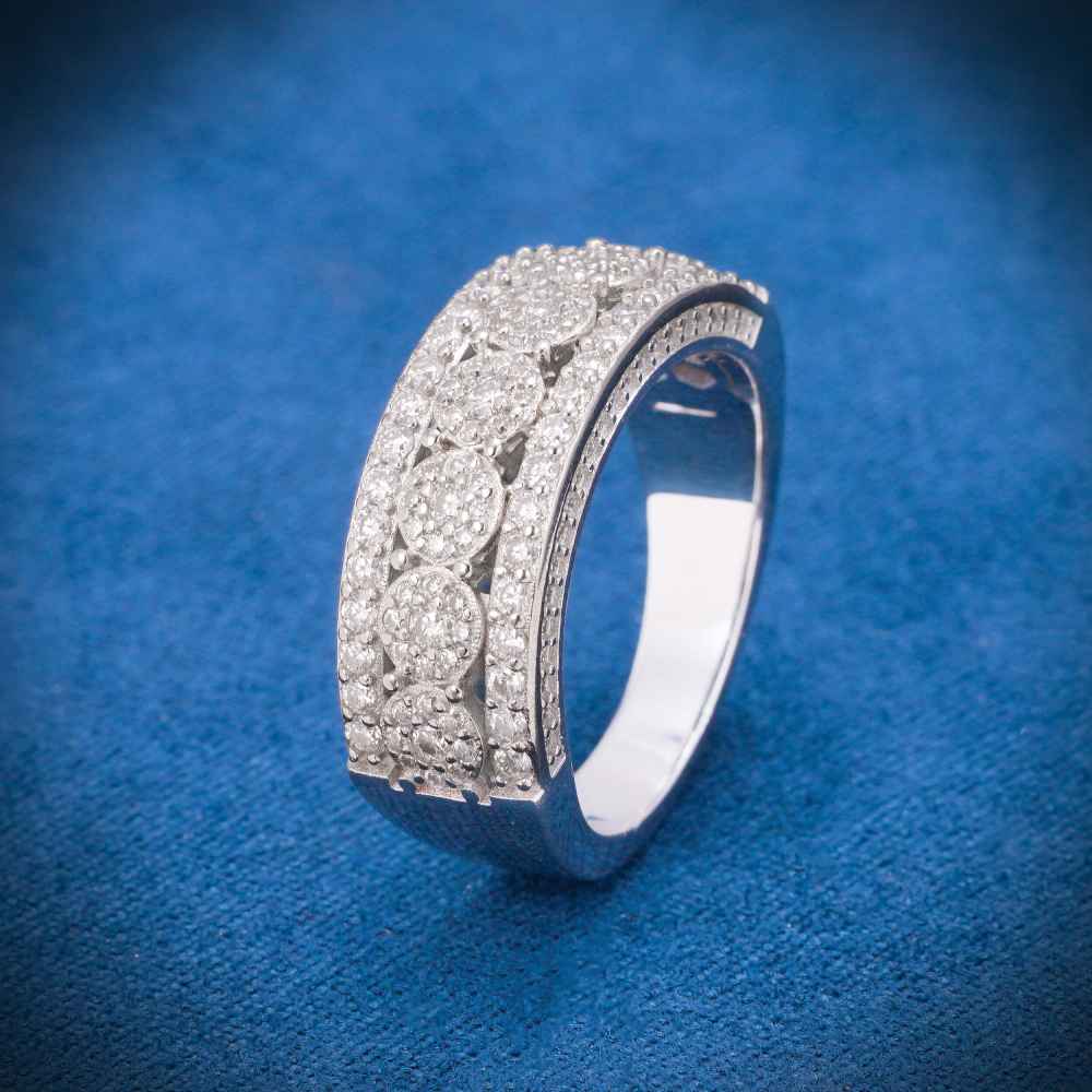 "Halo Cluster Channel Set Moissanite Ring – Iced Out VVS D-Color 925 Sterling Silver Engagement & Statement Ring for Wom