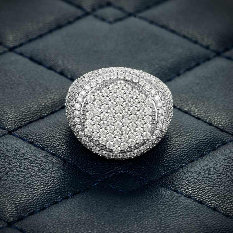 Moissanite Hexagon Signet Ring – Iced Out VVS D-Color 925 Sterling Silver Geometric Statement Ring"