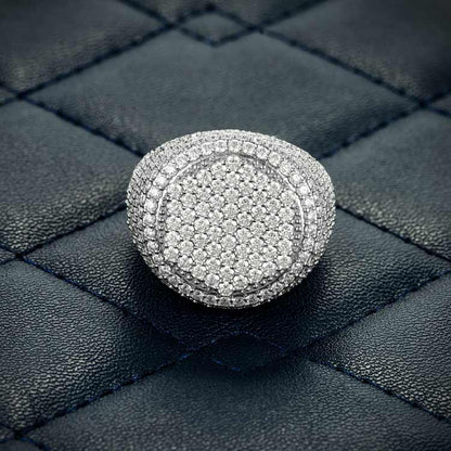 Moissanite Hexagon Signet Ring – Iced Out VVS D-Color 925 Sterling Silver Geometric Statement Ring"