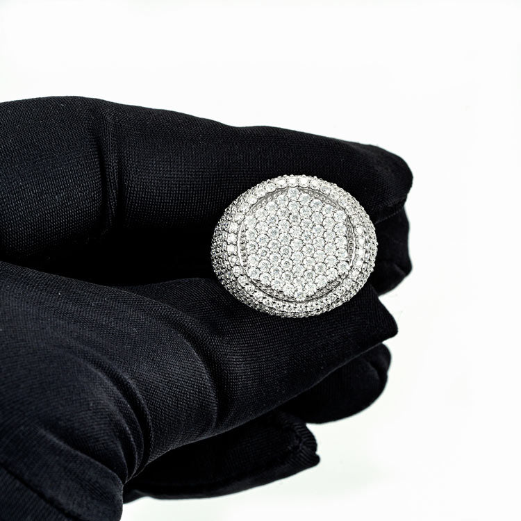 Moissanite Hexagon Signet Ring – Iced Out VVS D-Color 925 Sterling Silver Geometric Statement Ring"