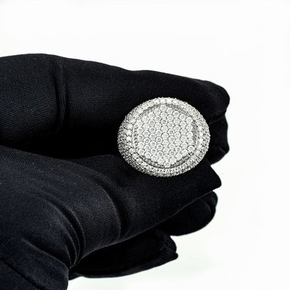 Moissanite Hexagon Signet Ring – Iced Out VVS D-Color 925 Sterling Silver Geometric Statement Ring"