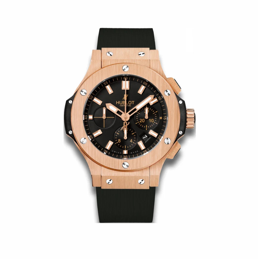 "Hublot Big Bang Rose Gold 2 Men’s Watch – Black Rubber Strap Luxury Swiss Automatic Timepiece"