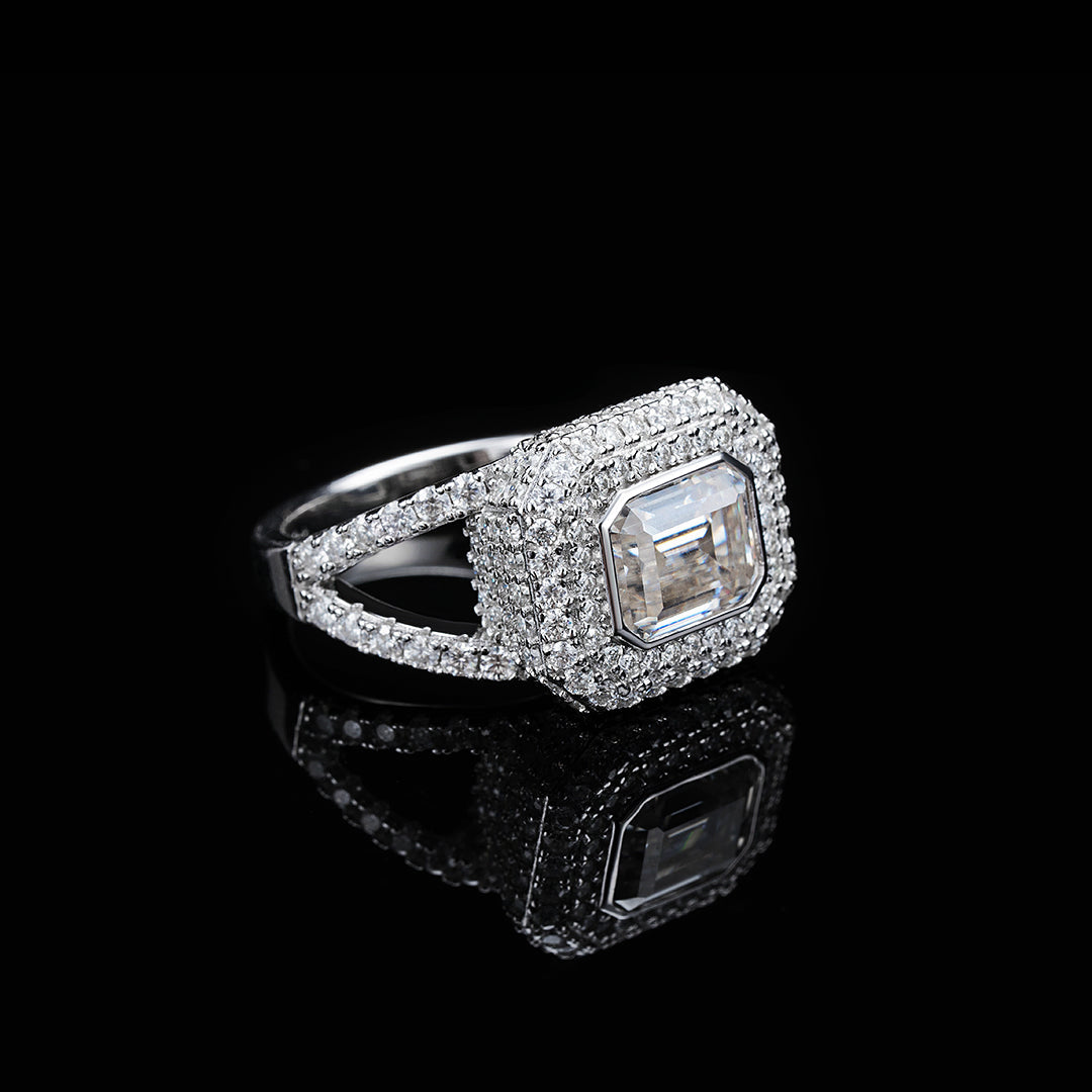 MW Gorgeous VVS Moissanite 925 Sterling Silver Baguette Pave Ring Hip Hop MW_R1007