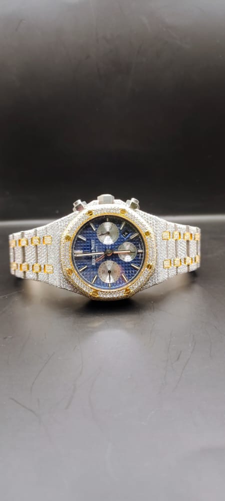 Iced Out Moissanite Diamond Watch with Chronograph - VVS Moissanite Men's Wrist Watch, Perfect Wedding Gift