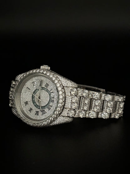 MW  Lavish Roman Dial  Iced Out VVS Moissanite Stainless Steel  Diamond Hip Hop Bust Down Watch  Studded Watch Automatic Movement Watch Fully Iced out Watch MW_R1003