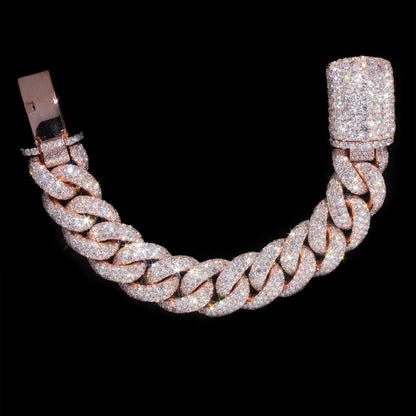 10 MM Rose Gold Moissanite Pavé Cuban Link Bracelet – Iced Out VVS Diamond-Look Hip Hop Jewelry for Men & Women
