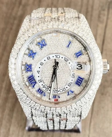 MW Fully Studded Watch Automatic Premium Round Roman  Dial Watch  Iced Out VVS Moissanite Stainless Steel  Diamond Hip Hop Bust Down Watch   Movement Watch Fully Iced out Watch MW_R1044