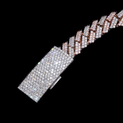 10MM White & Rose Gold Moissanite Prong Bracelet – Iced Out VVS Diamond-Look Two-Tone Tennis Style Jewelry for Men & Women