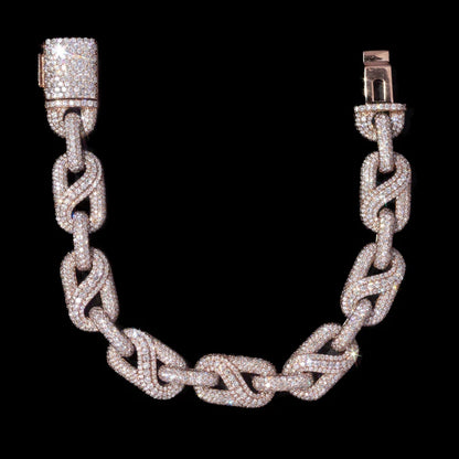 10 MM Rose Gold Moissanite Prong Cuban Link Bracelet – Iced Out VVS Diamond-Look Hip Hop Jewelry for Men & Women