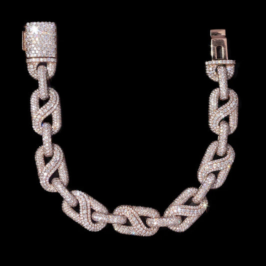 10 MM Rose Gold Moissanite Prong Cuban Link Bracelet – Iced Out VVS Diamond-Look Hip Hop Jewelry for Men & Women