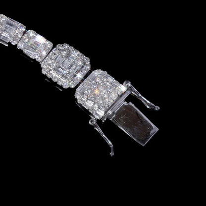 10MM  Moissanite Baguette Tennis Bracelet – Iced Out VVS Diamond-Look Luxury Jewelry for Men & Women