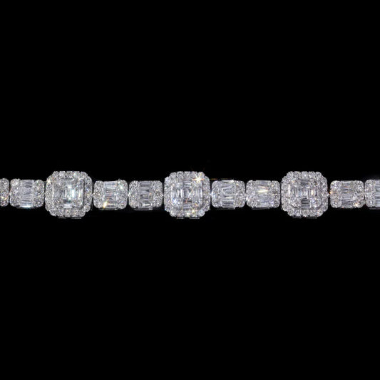 10MM  Moissanite Baguette Tennis Bracelet – Iced Out VVS Diamond-Look Luxury Jewelry for Men & Women