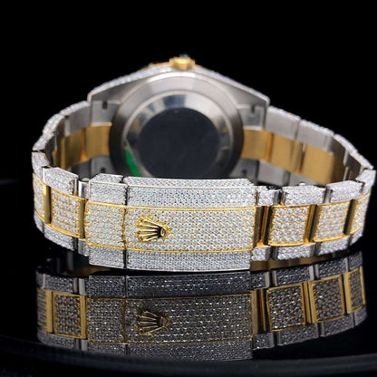 VVS Diamond Men’s Watch, 41mm Dial, White & Yellow Gold Plated, Iced Out Arabic Dial Stainless Steel– Luxury Gift for Him