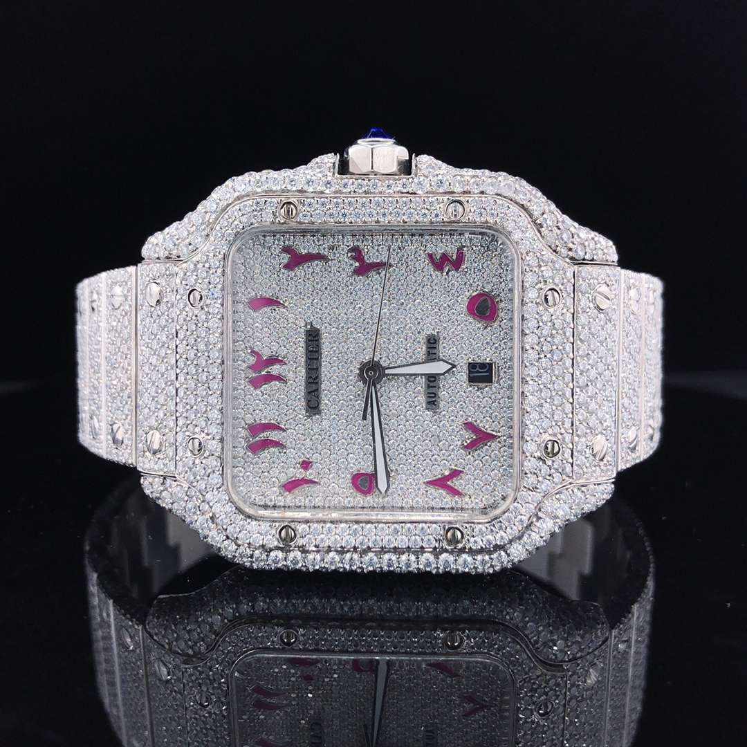 Iced Out Hip Hop VVS Diamond Men's Watch | Stainless Steel, White Gold Plated | Perfect Birthday Gift