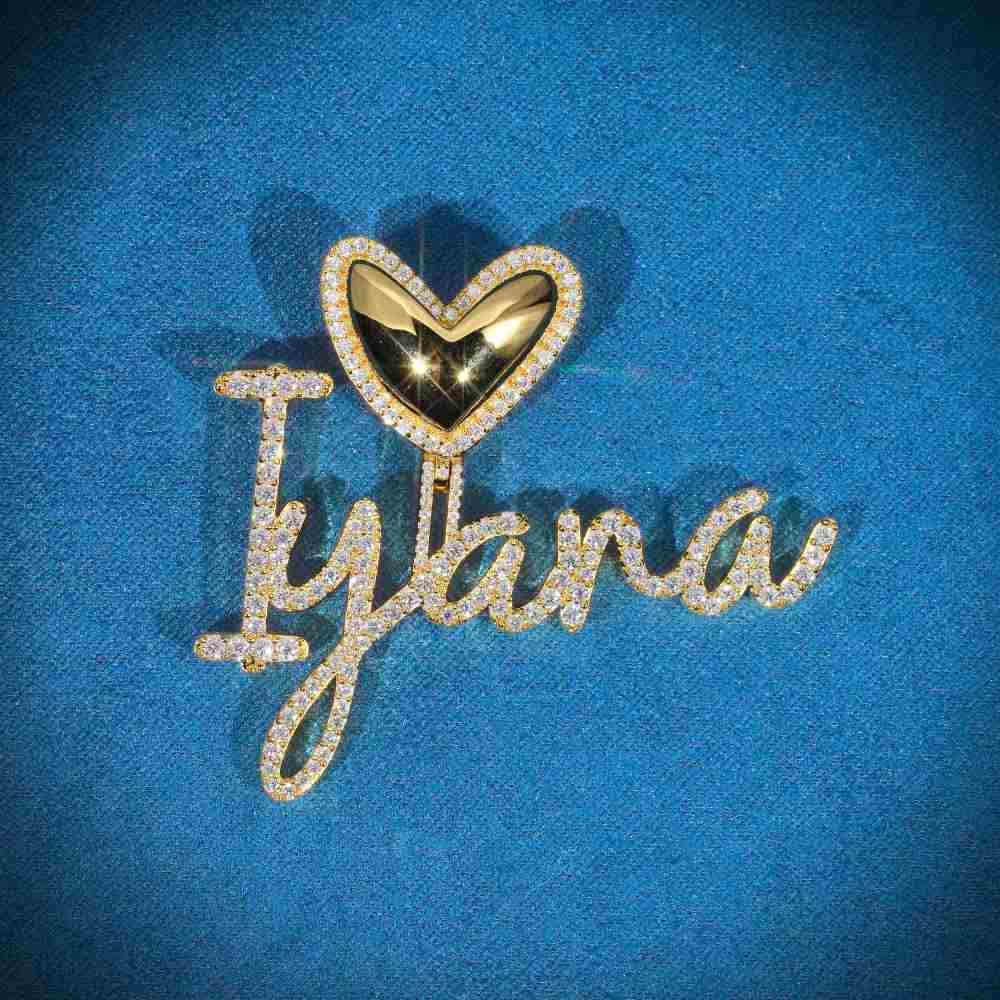 “Iyana” Custom Moissanite Cursive Letters Pendant – Iced Out Diamond-Look Personalized Name Necklace Jewelry for Men & Women