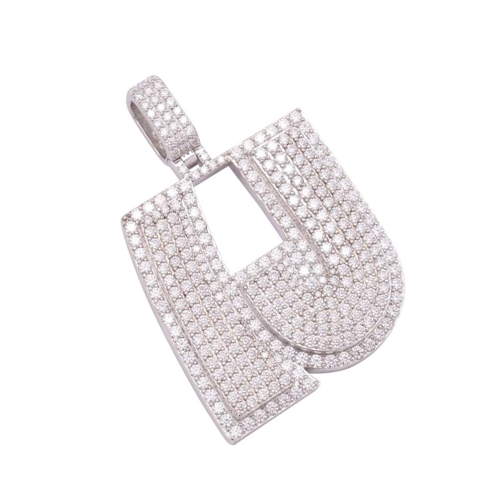 “LJ” Custom Moissanite Pendant – Iced Out Diamond-Look Personalized Hip Hop Necklace Jewelry for Men & Women