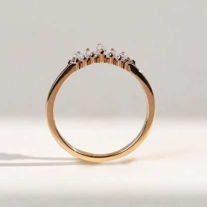 Empress Crown No.2 – Vintage Art Deco Moissanite or Diamond Contour Band in 14K Gold | Stacking Nesting Wedding Band for Her