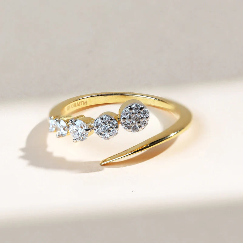 Open Cuff Moissanite Diamond Ring – 925 Sterling Silver Round Brilliant Cut Five-Stone Bubble Band | Promise or Wedding Ring Gift for Her