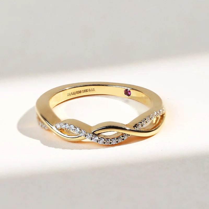 Twisted Moissanite or Lab-Grown Diamond Infinity Wedding Band – 925 Sterling Silver Braided Stackable Ring for Women | Elegant Symbolic Promise Ring