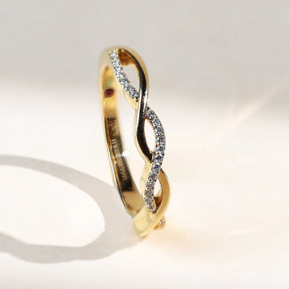 Twisted Moissanite or Lab-Grown Diamond Infinity Wedding Band – 925 Sterling Silver Braided Stackable Ring for Women | Elegant Symbolic Promise Ring