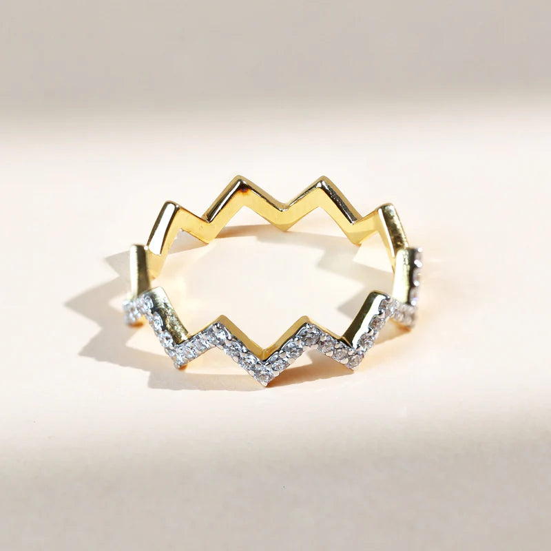 Zig Zag Round Cut Moissanite Wedding Band – 925 Sterling Silver Wave Half Eternity Ring | Unique Promise or Anniversary Band for Her