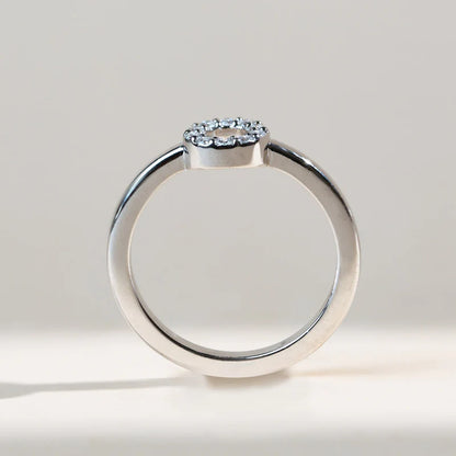 Minimalist Moissanite or CZ Promise Ring – 925 Sterling Silver Round Geometric Circle Ring | Simple Stackable Gift Ring for Her