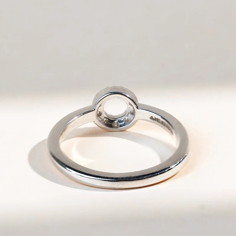Minimalist Moissanite or CZ Promise Ring – 925 Sterling Silver Round Geometric Circle Ring | Simple Stackable Gift Ring for Her