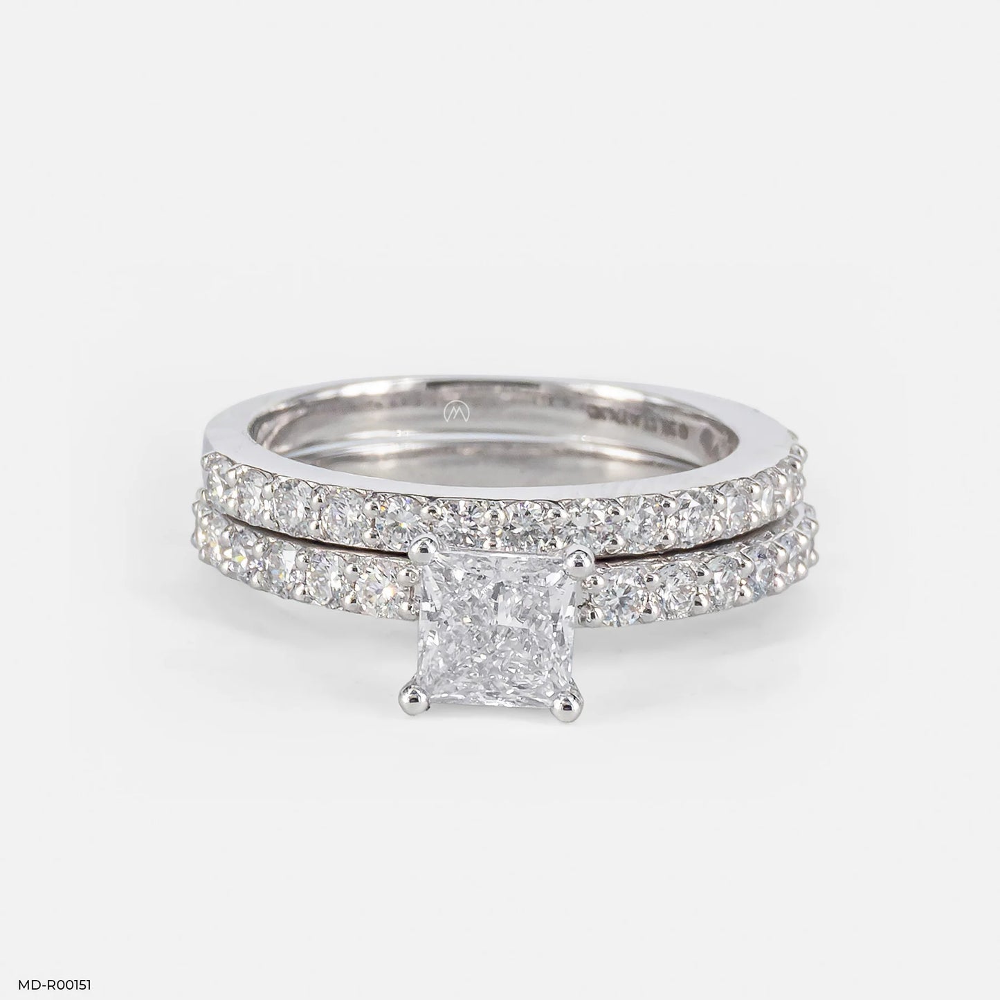 "Princess Cut Moissanite Engagement Ring with Eternity Band – VVS D-Color 925 Sterling Silver Bridal Ring Set for Women"