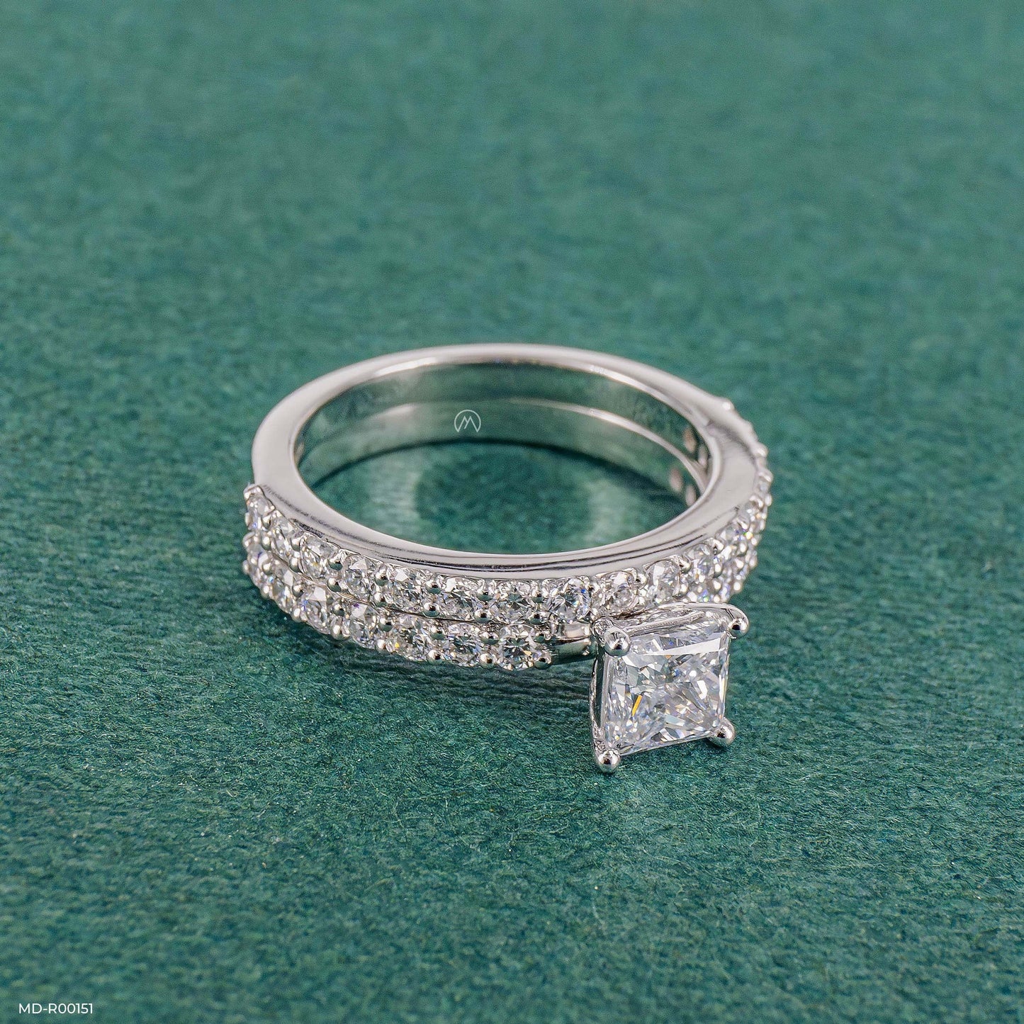 "Princess Cut Moissanite Engagement Ring with Eternity Band – VVS D-Color 925 Sterling Silver Bridal Ring Set for Women"