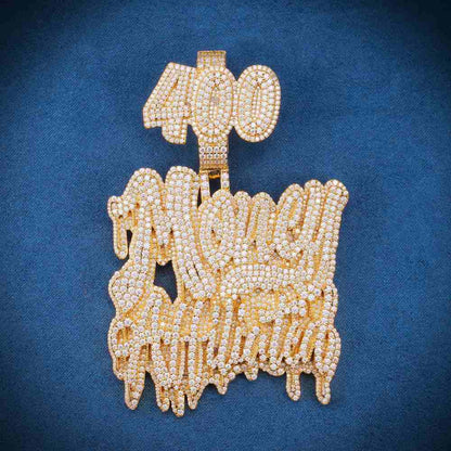 “MONEY ATTITUDE” Custom Moissanite Pendant – Iced Out Diamond-Look Personalized Hip Hop Necklace Jewelry for Men & Women