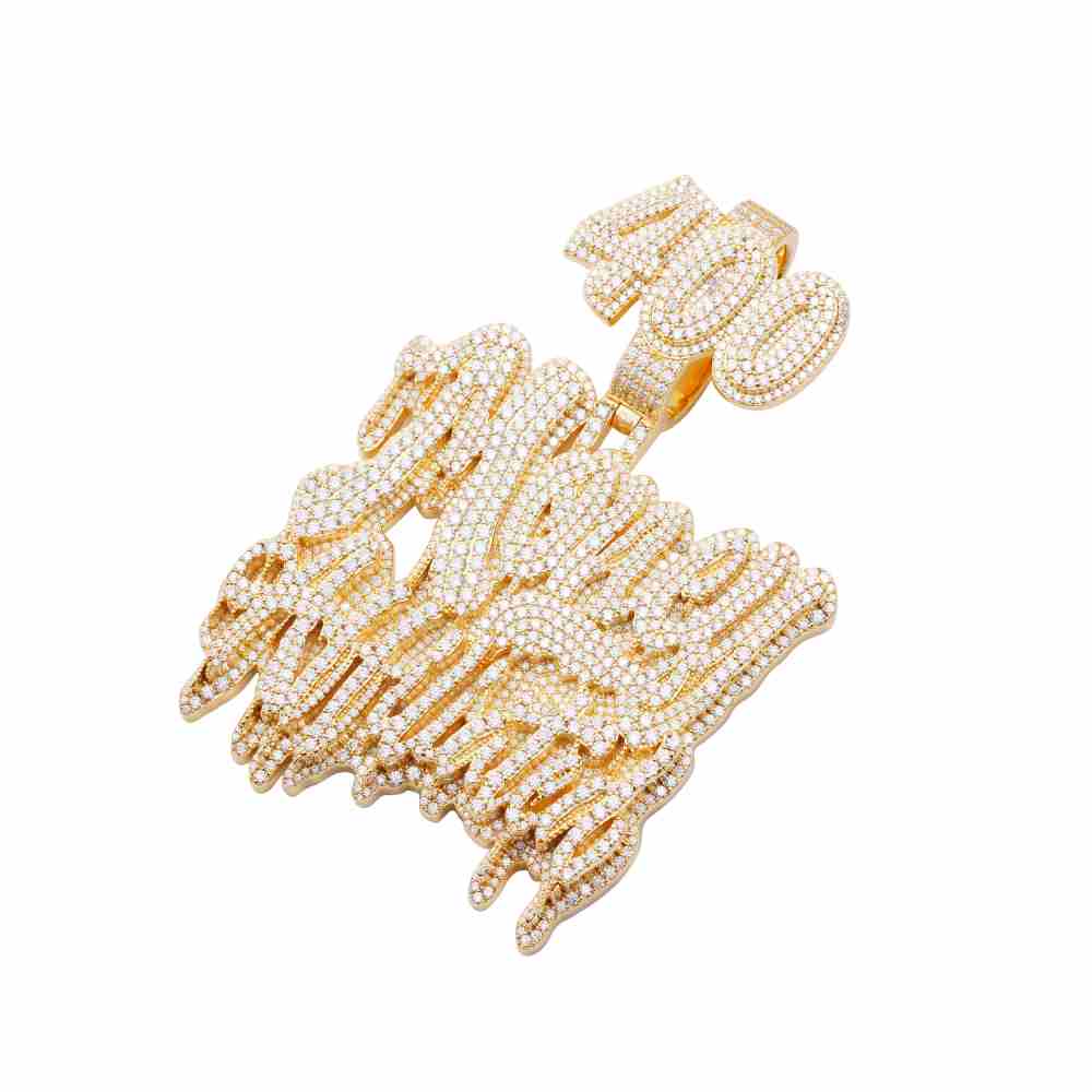 “MONEY ATTITUDE” Custom Moissanite Pendant – Iced Out Diamond-Look Personalized Hip Hop Necklace Jewelry for Men & Women